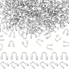 Resim 200 adet DIY Tel Koruyucu U-Şekilli İplik Koruyucular, 0.7mm Delikli Kolye Bilezik Boncuklama Takı Yapımı için 