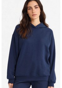 Resim Defacto Relax Fit Kapüşonlu Basic Düz Kalın Sweatshirt D9935ax25wnnv251 Lacivert 