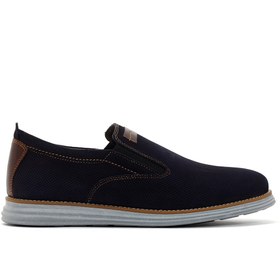 Resim Erkek Lacivert Nubuk Deri Casual Loafer 