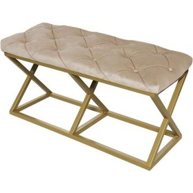 Resim Evodeko Gold Beyaz Bench Puf 