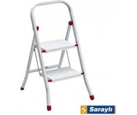 Resim Mey İthalat Mey Ithalat® Saraylı Pratik Metal Merdiven Beyaz 2 Basamaklı 