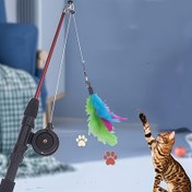 Resim 1 adet En Çok Satan ABS Kedi Eğitim Oyuncak, 3 Bölmeli Teleskopik Balıkçılık Kamışı & Gerçekçi Tüy Aksesuarı - Tüm Kediler İçin Etkileşimli İç/Dış Mekan Oyunu, Pil Gerekmez, Dayanıklı Plastik Çubuk, Ev İçi Evcil Hayvan Oyun Zamanı, İlgi Çekici Evcil Hayvan Aksesuarı, Toksik Olmayan Malzeme, Çoklu Kedi Evleri 