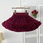 Resim Çekici Şarap Kırmızısı Barok Tarzı Kız Prenses Etek - Sevimli & Bol Kesim Tül Örtü ile, %100 Polyester, Tüm Mevsimler İçin Mükemmel, Kızlar İçin Prenses Elbiseleri 