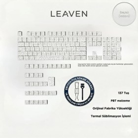 Resim Leaven Mekanik Klavye Tuş Takımı-Pbt Çift Baskı Keycap Seti- Çizgi Desenli 137 Tuş -Beyaz 