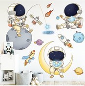 Resim Sones 2 Adet / Takım 30x90cm Çocuk Odası Astronot Duvar Çıkartmaları Anaokulu Kozmik Yıldızlar Çizgi Film Arka Plan Duvar Kağıdı 