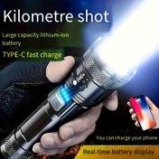 Resim Süper Güçlü XHP50 LED El Feneri, Dahili Şarj Edilebilir Pil, 3 Seviyeli Işık Kaynağı, TYPE-C Şarj, Süper Parlak Zumlanabilir Işık, Kamp Işığı, Ticari Acil Durum Aydınlatması 