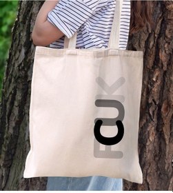 Resim Bk Gift Fcuk Tasarımlı Kanvas Bez Çanta, Baskılı Omuz Çantası, Alışveriş Çantası, Plaj Çantası, Arkadaşa Hediye-8 Çok Renkli 
