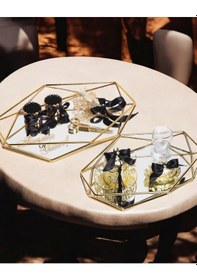 Resim Elation Gold Prizma Söz Nişan Tepsisi Ve Damat Kahve Fincan Tepsisi Siyah Siyah 