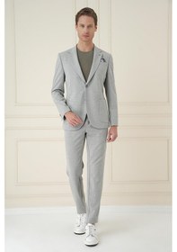 Resim Efor Comfort Fit Mono Yaka Çift Yırtmaç Torba Cep Casual Gri Ceket C 698 Gri 