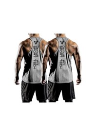 Resim Genius Store 2'li Paket Erkek Dry Fit Y-back Gym Fitness Sporcu Atleti Gri 