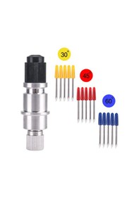 Resim Le 5 Adet 30/45/60 Derece Vinil Kesici Plotter Bıçakları Graphtec Cb09 Tungsten Çelik Freze Kesicisi Tutucu 