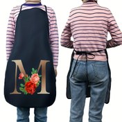 Resim 1 adet Çiçekli ve Harfli Polyester Önlük, Kadınlar için Mutfak Önlüğü, Baskılı Önlükler, Monogramlı Baskılı Önlükler, Alfabetik Önlük, Promosyon Hediye Önlük 