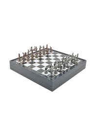 Resim Gifthome Orta Boy Metal Yunan Mitolojisi Satranç Tk. Antik Ve Mermer Desenli Sandıklı Mdf Tahtası 36x36 Cm. 