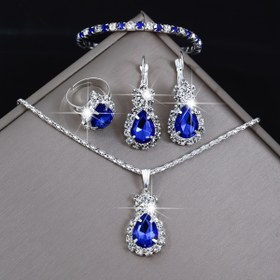 Resim Kadınlar İçin 5 Parça Paslanmaz Çelik & Taşlı Takı Seti - Kasım Ayı Taşı (Topaz) Kolye, Bileklik, Küpe, Yüzük Koleksiyonu - Şık, Partiler - Yıl Boyu Kullanılabilir Lüks 