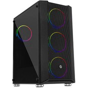 Resim Frisby Panda FC-9405G 650 W 80+ 4x120 MM Double Slim Ring RGB Fan Temperli Cam Mesh USB 3.0 ATX Mid-Tower Bilgisayar Kasası Frisby