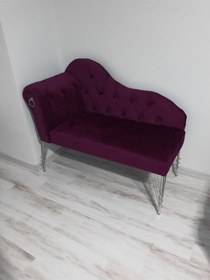 Resim Metalda Josefin Bench Koltuk Berjer Gümüş Seri Mor 