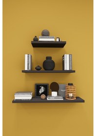 Resim Asra Trend Modern 3'lü Uçan Raf Çok Amaçlı Duvar Rafı Organizer %100 Mdf Kitaplık Mutfak Banyo Rafı Drf05 Koyu Gri 