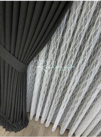 Resim Tül Perde Strong Desen Örme Kumaş Ekru 