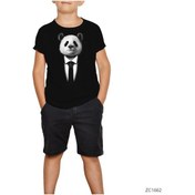 Resim Mr. Panda Siyah Çocuk Tişört Siyah 