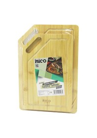 Resim 2pcs Setkırık Kenarlı - Oval Delikli Ahşap Bambu Kesim Panosu - Kesme Tahtası 18x28x1cm--22x32x1cm 5570 Çok Renkli 