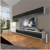 Resim Decoraktiv Ekoflex 8 Mdf Krom Ayaklı Tv Ünitesi Tv Sehpası - Beyaz - Siyah 