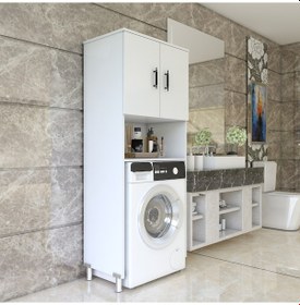 Resim Esmopa Mobilya Çok Amaçlı Banyo Çamaşır Makinası Dolabı Beyaz 