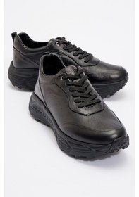 Resim Marcomen Erkek Kalın Tabanlı Spor Casual Ayakkabı Gerçek Deri Mc Siyah 