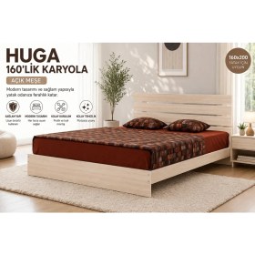 Resim Huga Ahşap Karyola, Meşe, Ölçü Seçenekleri 