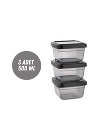 Resim Kare Saklama Kabı 3 Adet 500 Ml Saklama Kutusu Düzenleyici Depolama ŞEFFAF 