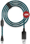 Resim Lioncast 4 m Şarj Kablosu/USB Kablosu/Kontrol Kablosu / PS4 Kablo Denetleyicisi / PS4 Şarj Kablosu/Mikro USB Kablosu/Denetleyici Kablosu, PS4 ve Xbox One X Controller için, Siyah/Mavi Micro-USB 