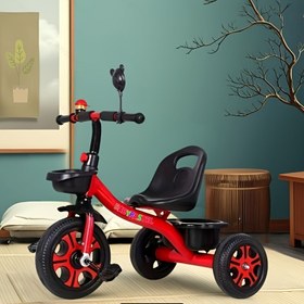 Resim Çocuklar için sağlam paslanmaz çelik üç tekerlekli bisiklet - Kırmızı siyah koltuklu, 3 tekerlekli bisiklet 3-6 yaş arası çocuklar için, ideal Noel veya doğum günü hediyesi, frensiz, 50kg yük kapasitesi, doğum günü hediye fikri|Oyuncağız tasarımı|Dayanıklı üç tekerlekli bisiklet, çocuk üç tekerlekli bisikletleri 