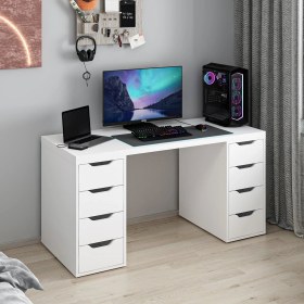 Resim Alen 150 cm 8 Çekmeceli Çalışma & Oyuncu Masası - Beyaz 