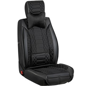 Resim ASYASHOP Toyota Corolla Yeni Uyumlu Lüks Yarı Deri Oto Koltuk Kılıfı Ön-Arka Set Max Seri Siyah 