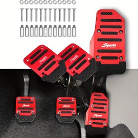 Resim 3 Adet/takım Evrensel Kaymaz Alüminyum Manuel Vites Araba Pedal Kapağı Seti Brak Yakıt Gaz Ayak Pedası Seti Kiti Pedaller Kırmızı Mavi Gümüş Kaymaz Araçlar 