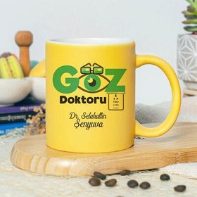 Resim Kişiye Özel Göz Doktoru Sarı Kupa Bardak 