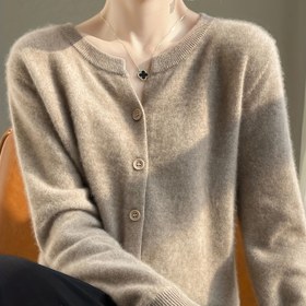 Resim Kadınlar için Hafif Yuvarlak Yaka Kardigan - Göğüs Cepli Uzun Kollu Düğmeli, Orta Esneklikte Makinede Yıkanabilir Düz Renkli Kazak İlkbahar & Sonbahar İçin, Şık Günlük Katman Parçası, Kardigan Sweater 