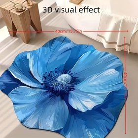 Resim 3D Çiçekli Diatom Çamuru Banyo Paspası - Hızlı Kuruyan Emici Mavi ve Beyaz Desenli, Kaymaz Dokulu Yüzey, Duş, Lavabo ve Küvet İçin, Elde Yıkanabilir, Dekoratif Banyo Paspası, Hızlı Kuruma Malzemesi 
