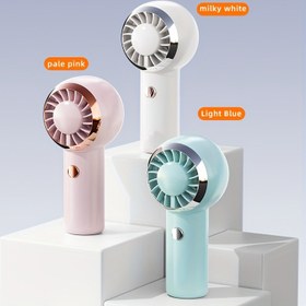 Resim Kompakt Mini El Tipi Fan - Taşınabilir, Şarj Edilebilir Pil/USB, 500mAh, Süt Beyazı, Soluk Pembe ile Gül Altın Vurguları, Açık Mavi - Seyahat ve Dış Mekan Aktiviteleri İçin İdeal, Dış Mekan Soğutma Fanı | Modern Minimalist Fan | Silindirik Fan Tasarımı, Taşınabilir Fan 