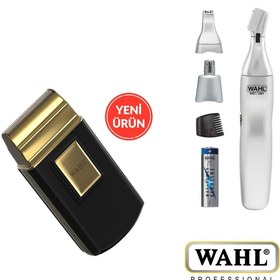 Resim Wahl 07057-016 Gold Seyahat Tipi Tıraş Makinası +Wahl 05545-2416 Kulak Burun Ve Kaş Kılı Düzeltme Ma 