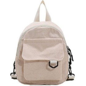 Resim Ganzhoushop Stil Sırt Retro Renk Omuz Ol Okul Okul Küçük Küçük Kadife Düz Çizgili Çantası Çantası Çantası Beige Fa Bej 