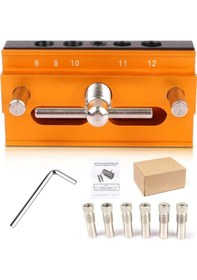 Resim Shineyee Cep Deliği Aparatı Kendiliğinden Merkezlenen Dikey Dübel Aparatı Matkap Kılavuzu Konum Belirleyici Delgeç Alet Takımı Ağaç İşleme Aksesuarı 