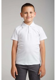 Resim Miniko Kids Erkek Kısa Kol Okul Lakos Beyaz 