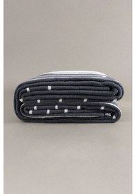 Resim Twin Battaniye Soft Pamuklu Tek Kişilik Battaniye Antrasit Krem 150 X 200 5026a Krem 