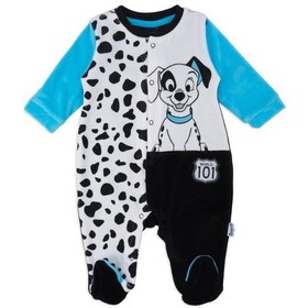 Resim Erkek Bebek Damaçyalı Köpek Baskılı Çıtçıtlı Patikli Kadife Tulum 001 
