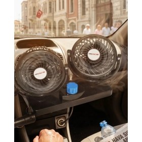 Resim Eco Lounge 12V Araç Içi Vantilatör Çift Modlu Döner Başlıklı Oto Fan 