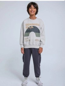 Resim Jack Lions Erkek Çocuk Downhill Yazılı Yumuşak Dokulu Sweatshirt-14255 Gri 