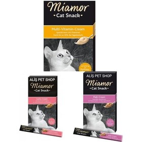 Resim Miamor Cream Malt Mayası 6 x 15 G + Somonlu Kedi Ödülü 6 x 15 G + Multivitamin 6 x 15 G 
