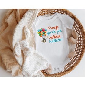 Resim Niles Baby design for baby Nilesbabyshop Paniğe Gerek Yok Abim Halleder Yazılı Kısa Kol Zıbın 