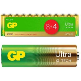 Resim Pİ GLOBAL Gp G-Tech 8+4 12Li Paket Aaa Alkalin İnce Kalem Kumanda Pili (8 Adet Fiyatına 12 Adet Pil) 
