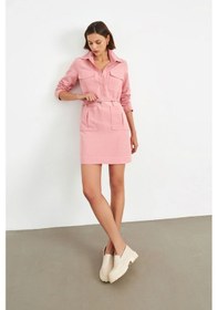 Resim Stella Pulvis Pembe Örgü Kemerli Tunik Elbise Pembe 
